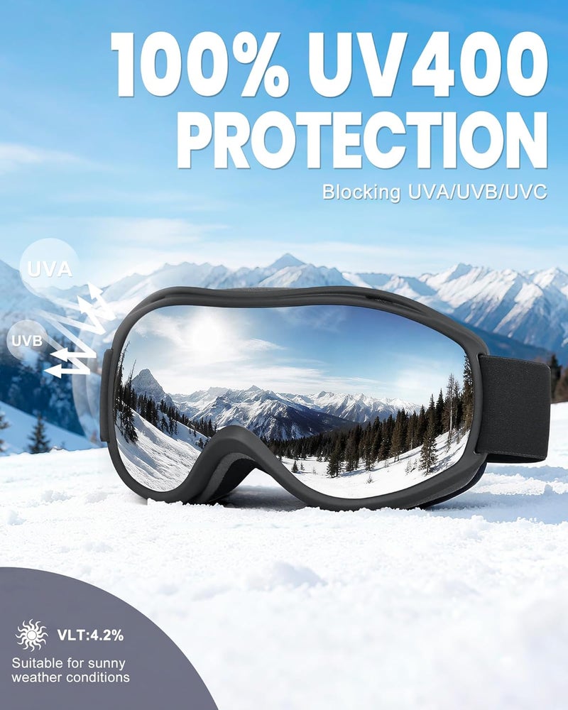 AVV Store نظارات تزلج حماية من الأشعة فوق البنفسجية، نظارات تزلج مضادة للضباب للرجال والنساء والبالغين والشباب - Image 3